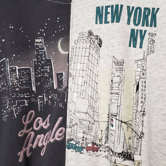 Abercrombie & Fitch NY LA Crop Sweater Women's Color Panel City Scenes Retro S - Picture 2 of 7